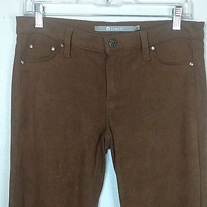 Tractr skinny pants brown stretch faux suede mid-rise size 28